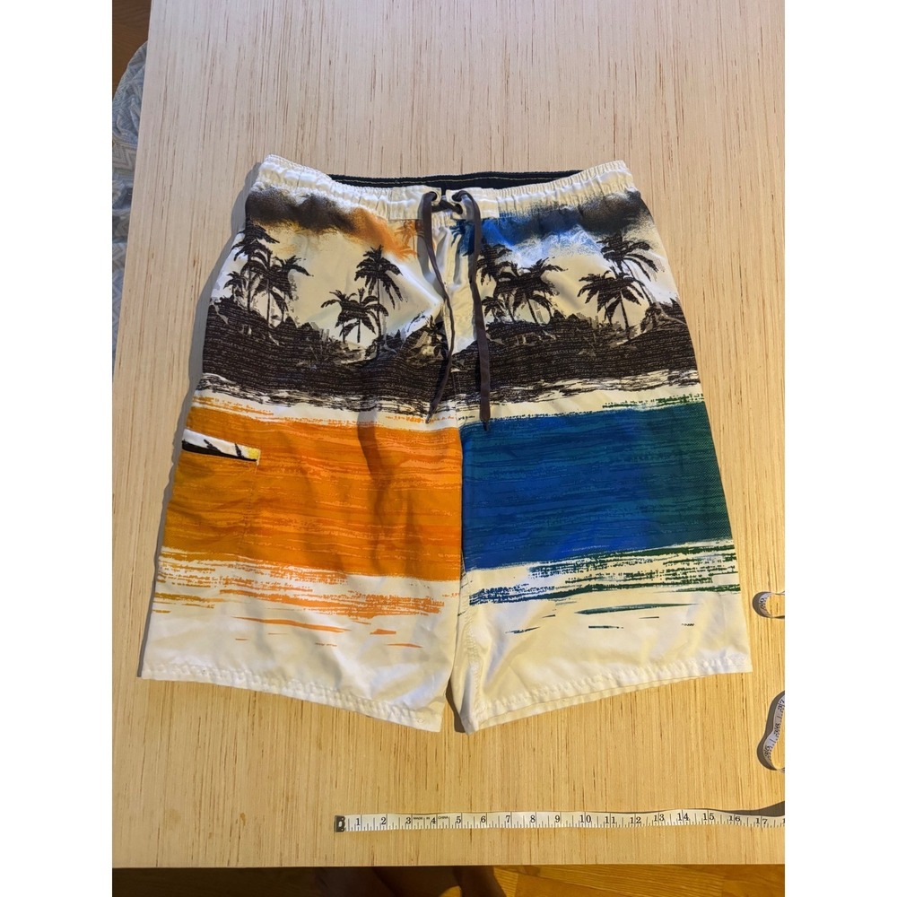 Burnside Mens Tropical Palm Tree Board Shorts Swim Trunks Multi-Color Size M 26